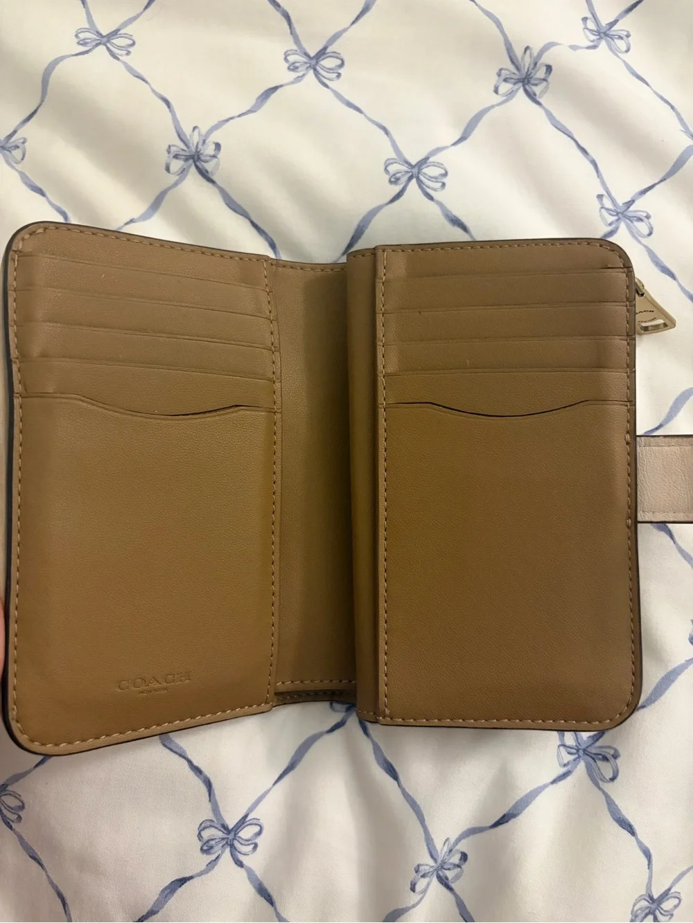 Coach Leather Wallet in Blush with Gold C Clasp